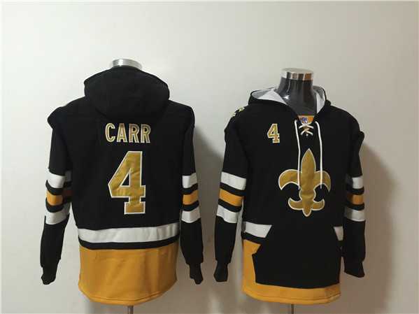 Men's New Orleans Saints #4 Derek Carr Black Ageless Must-Have Lace-Up Pullover Hoodie,We sell and wholesale Men's New Orleans Saints #4 Derek Carr Black Ageless Must-Have Lace-Up Pullover Hoodie on line form chian!